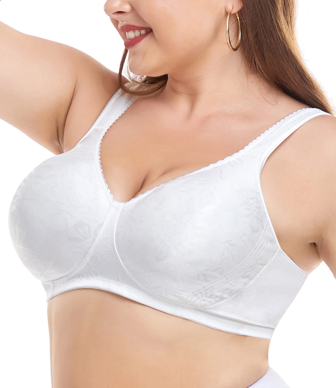 Wirarpa Women's Wireless Full Coverage Plus Size Minimizer Bras - Non-Padded Comfort Soft Bra Multipack for Everyday Wear & Workout Support