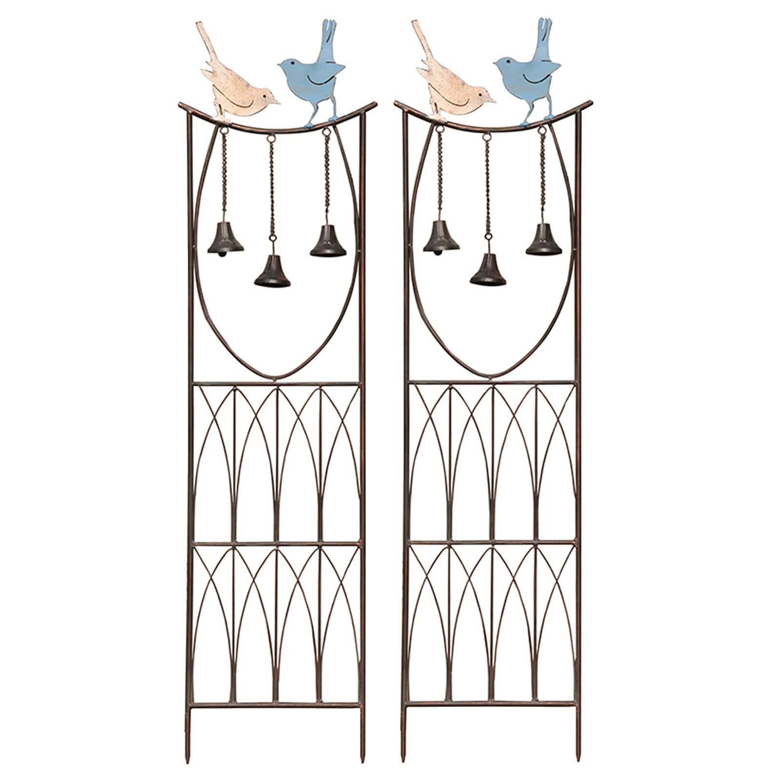 **Metal Garden Trellis - Iron Art Obelisk with Wind Chimes & Bird Decor - Flower Stand Fence for Planter Pots, Flower Beds, Lawn Plants & Vine Climbing Support - Perfect for Outdoor Gardens, Patios & Backyard Decor**