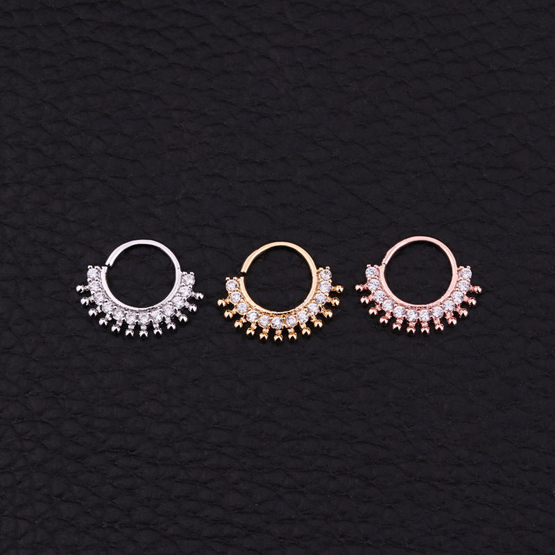 18K Rose Gold Indian Nose Ring Hoop Earring - 20G Nose Stud Piercing Jewelry for Women | ER8509 | Perfect for Festivals, Weddings & Boho Fashion