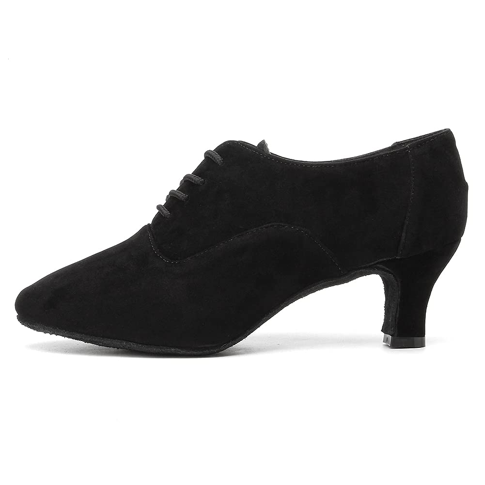 DKZSYIM Women's Lace-up Closed Toe Ballroom Dance Shoes - Latin, Modern, Salsa Practice & Teaching Shoes Model ZYX305 for Professional Dance Performances