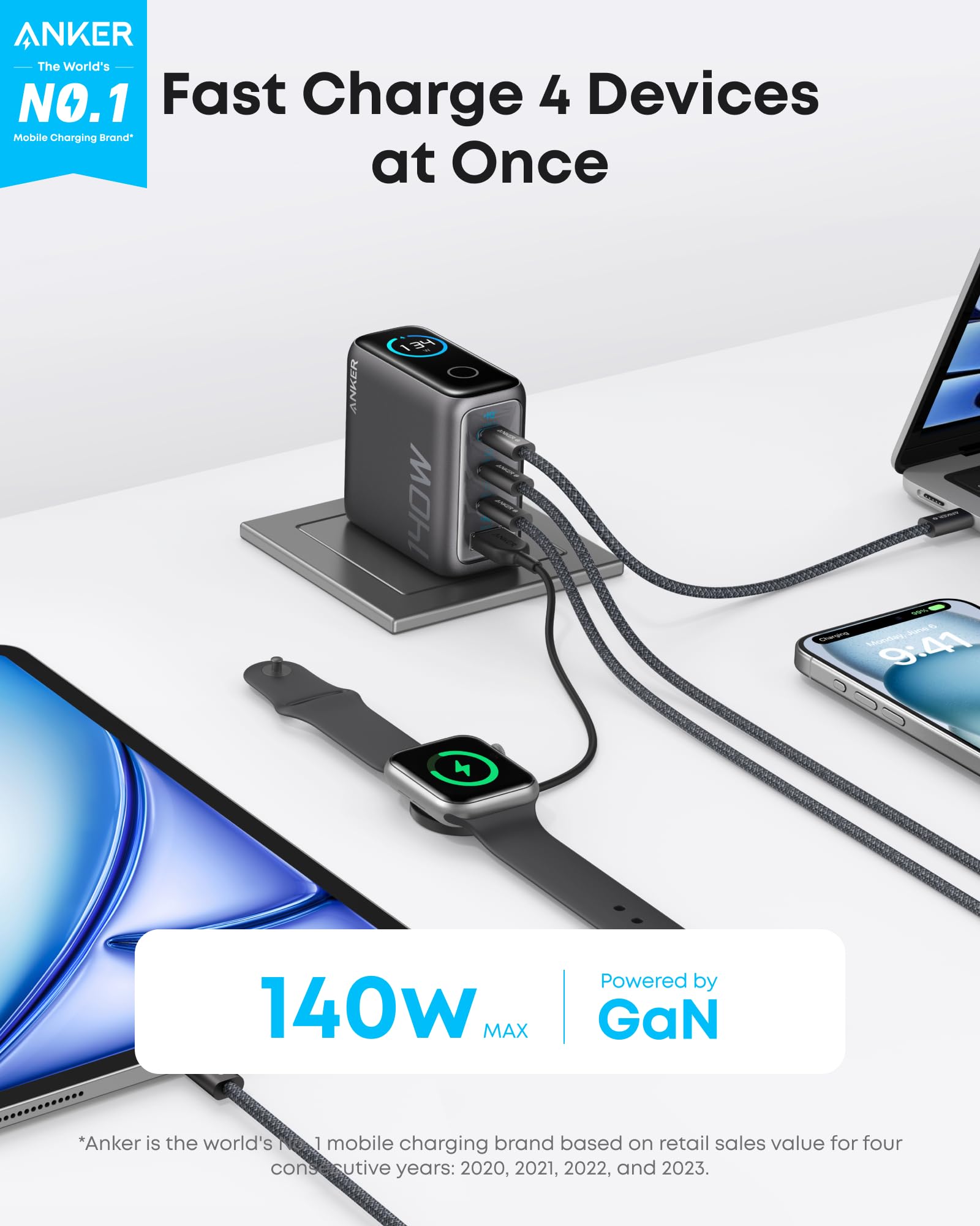 Anker 100W USB-C Laptop Power Bank - 20000mAh Portable Charger for MacBook, Dell, HP (Black) | Fast Charging Battery Pack for Travel, Work & Outdoor Use