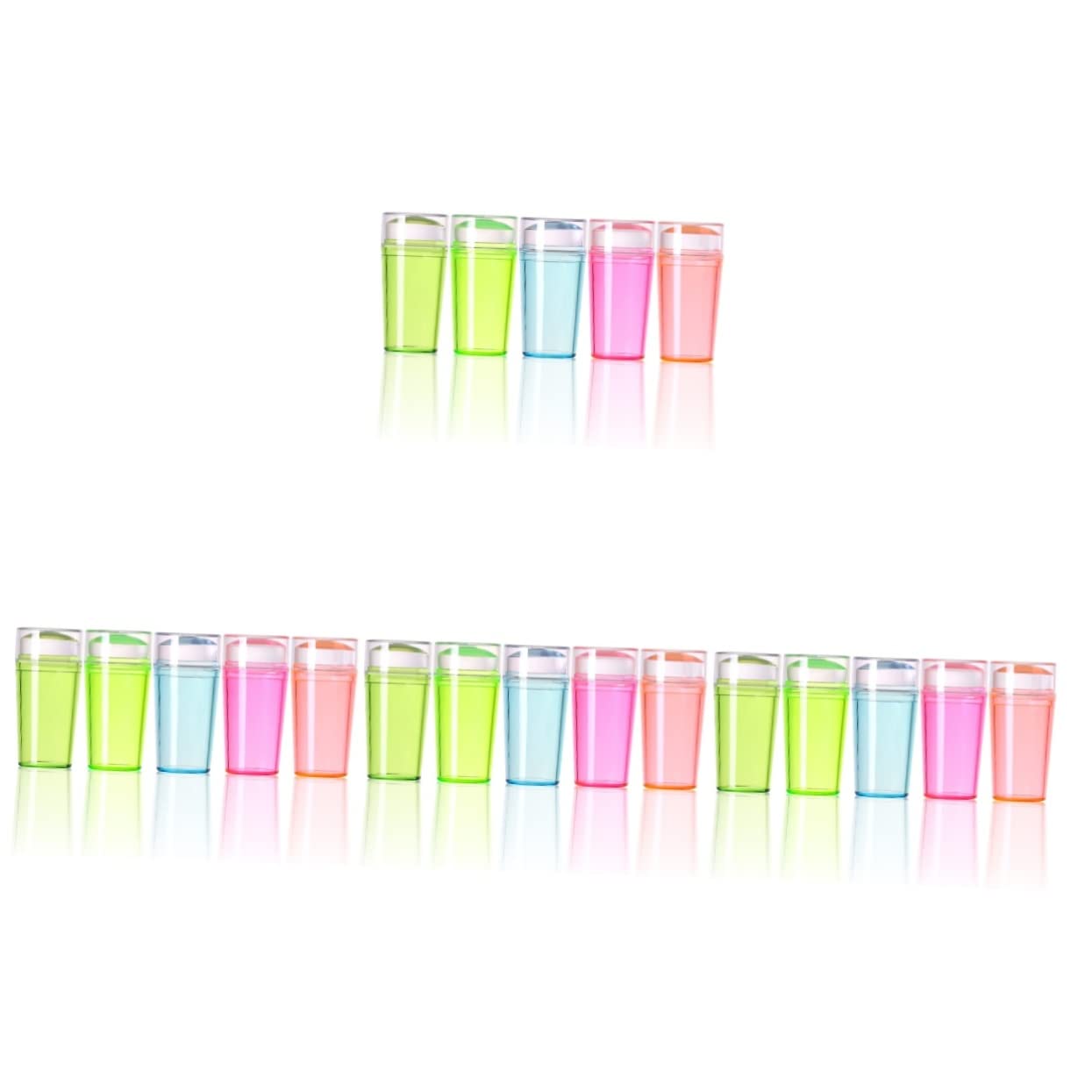 FRCOLOR 20 Sets Fluorescent Nail Stamping Kit for Kids - French Tip Nail Art Tools, Decorative Nail Stamper with Stamping Plates & Clear Stamper - Perfect for DIY Manicure, Birthday Parties & Girls' Nail Art Fun