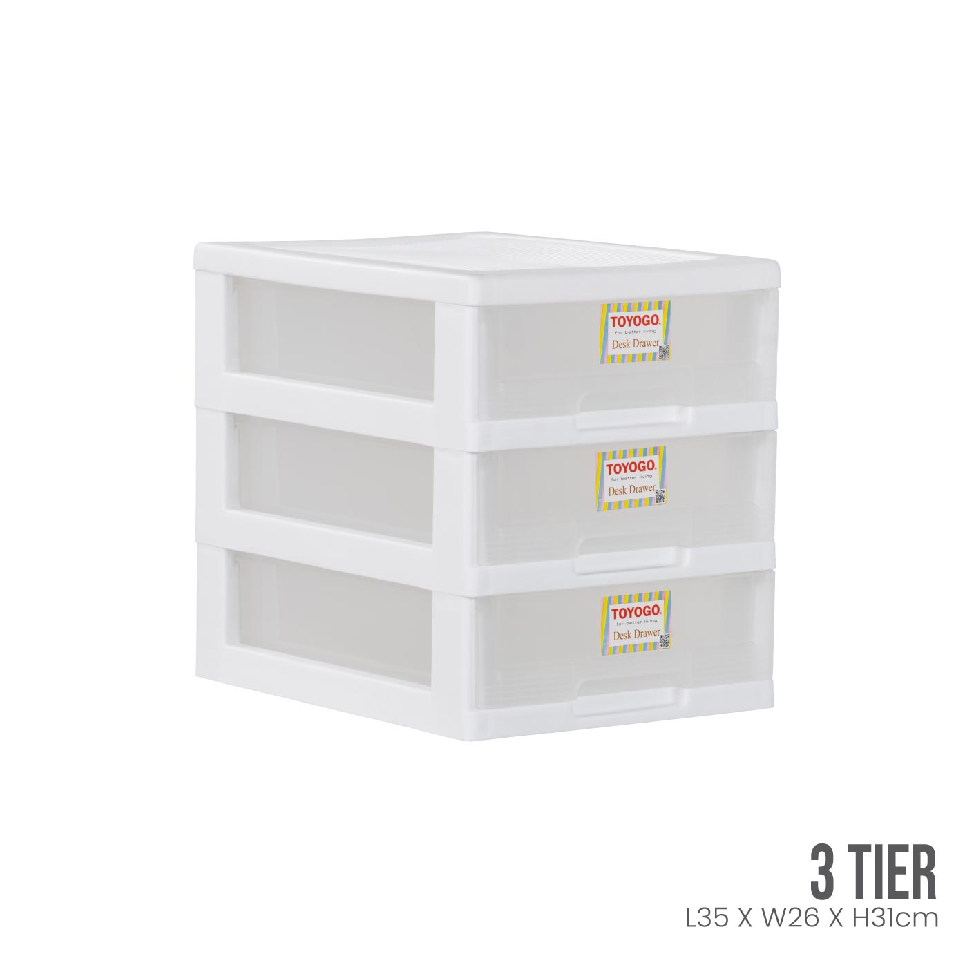 WHITE FRAME TRANSLUCENT DRAWER (541-3WF-TPT)