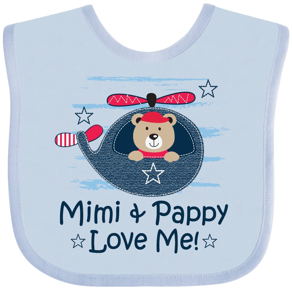 Inktastic Mimi and Pappy Love Me Baby Boy Bib - Soft Cotton Drool Bib for Infants, Perfect for Feeding Time and Messy Play