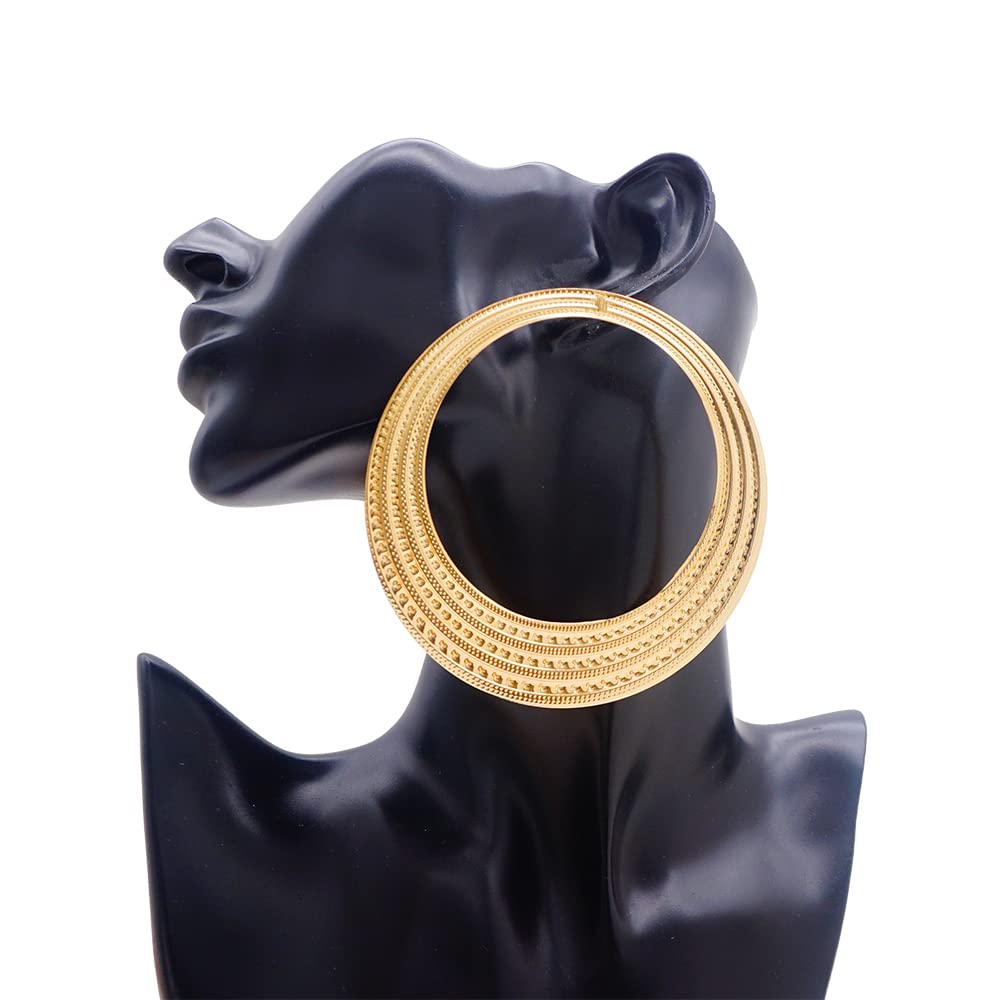 TOMYEUS Women's Big Geometric Hoop Earrings - Round Circle Punk Jewelry with Diamond Accents | Fashion Statement for Parties, Work & Everyday Wear (Color: 01)