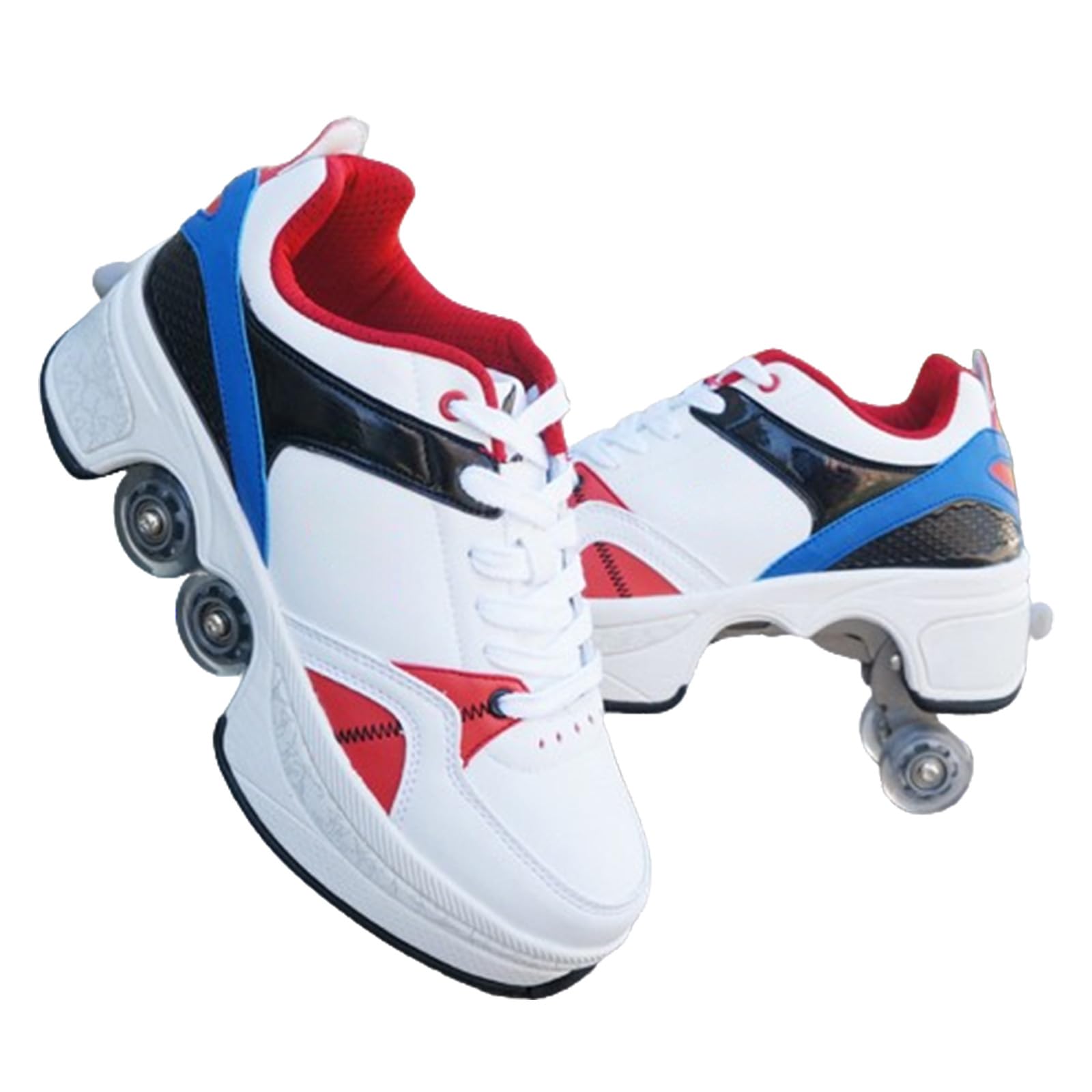 2-in-1 Roller Skate Shoes for Women & Men - Retractable Wheel Skates (Size 3.5-10) | Unisex Adult Rollerblades for Indoor & Outdoor Skating, Fitness & Fun