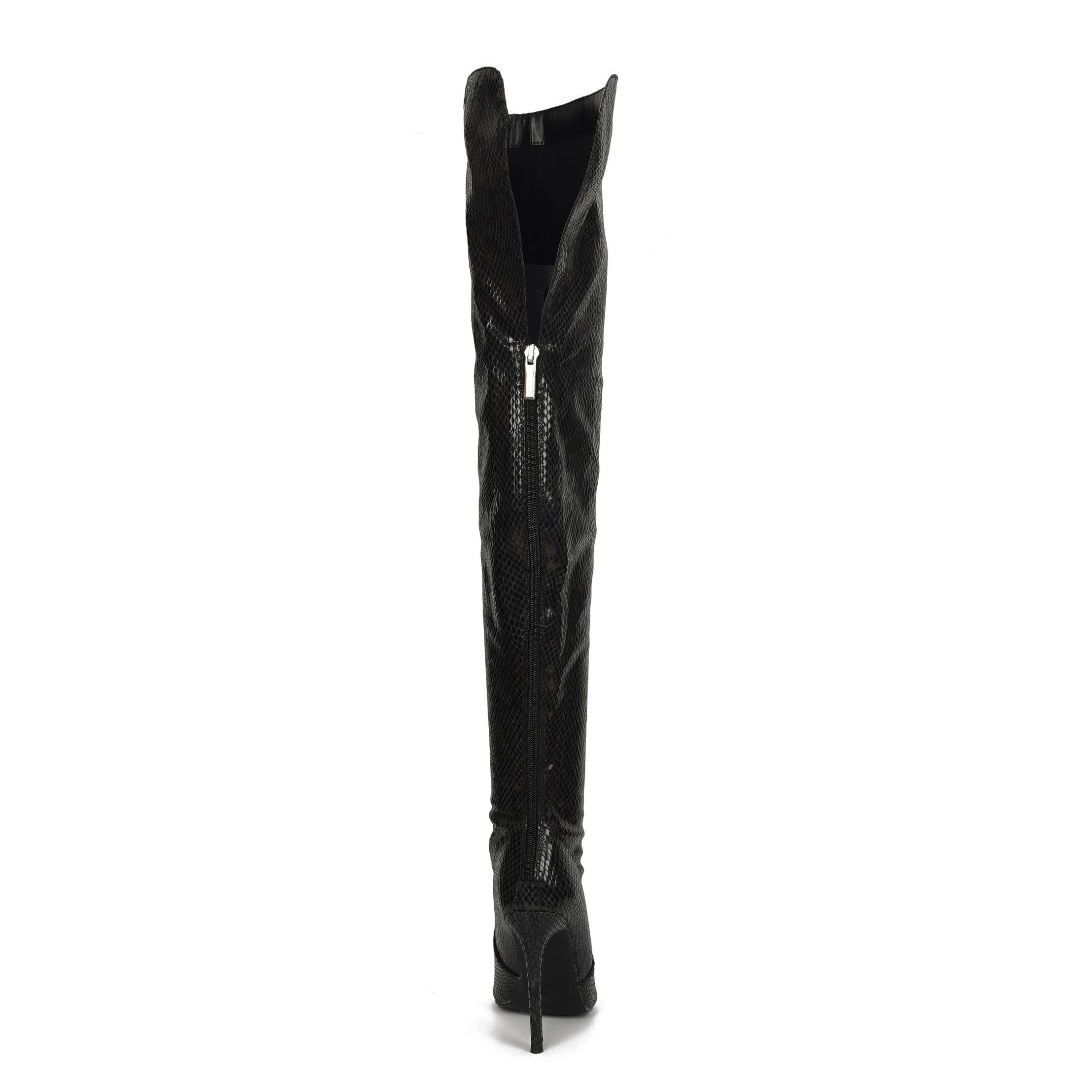 Cape Robbin Toxic Faux Snake Thigh High Over The Knee Boots for Women - Peep Toe Stiletto Heel Fashion Dress Boots | Perfect for Night Out, Party & Evening Wear