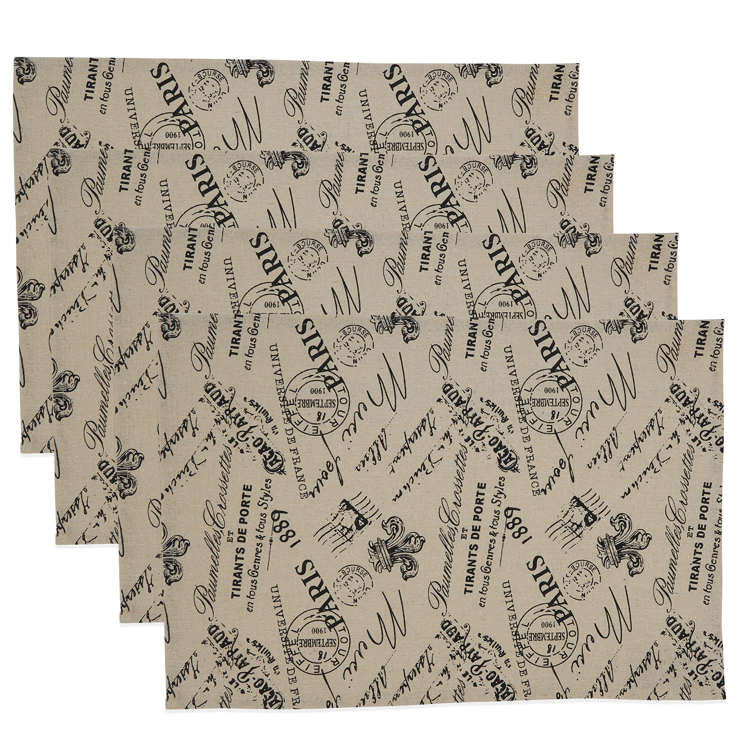 Paris Themed Printed Table Placemats Set of 4 - Waterproof & Heat Resistant Dining Mats for Kitchen, Restaurant, and Party Decor