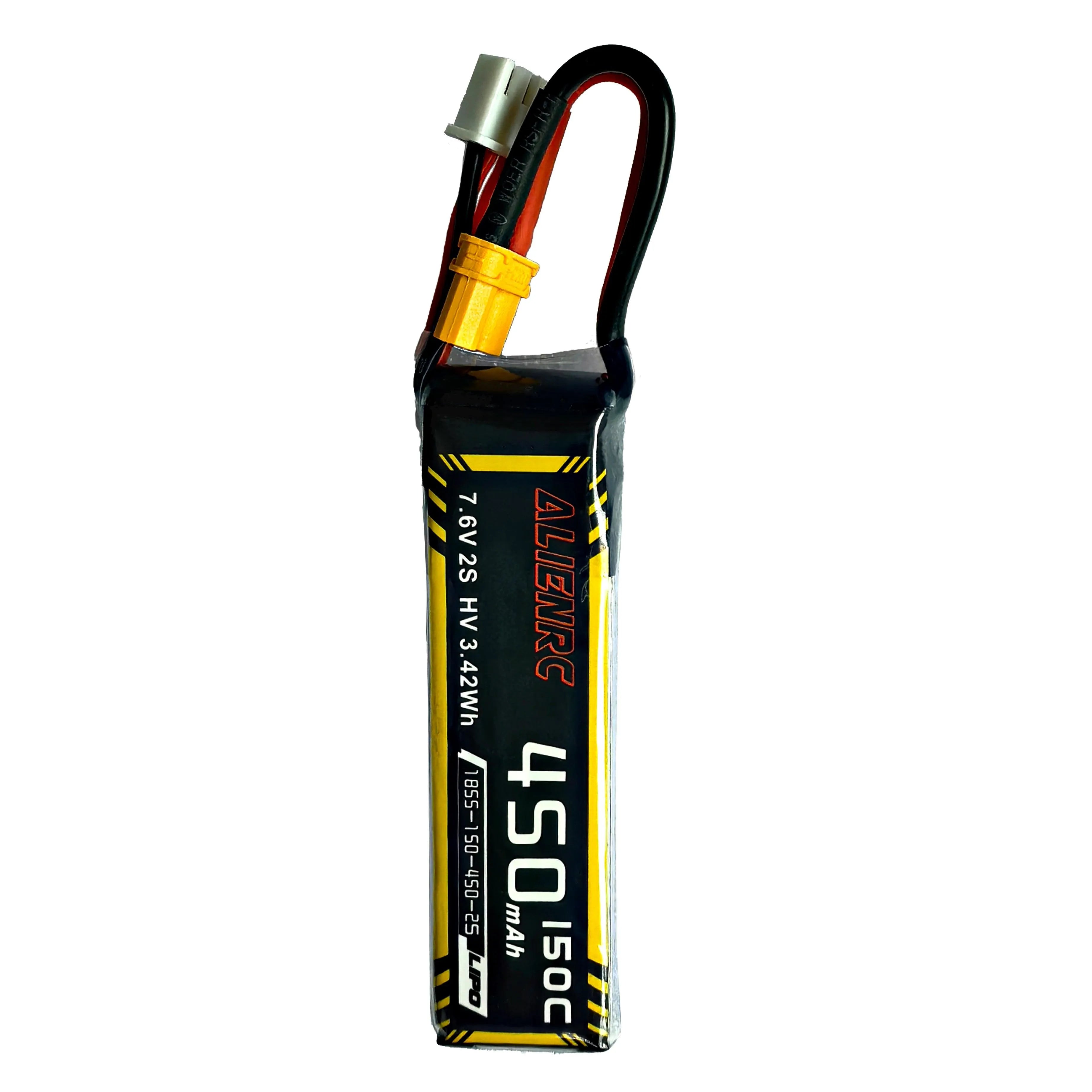 High-Performance Alien 450mAh 2S 7.6V 150C LiPo Battery with XT30 Connector (2-Pack) - Perfect for RC Drones, FPV Racing, and Mini Quadcopters