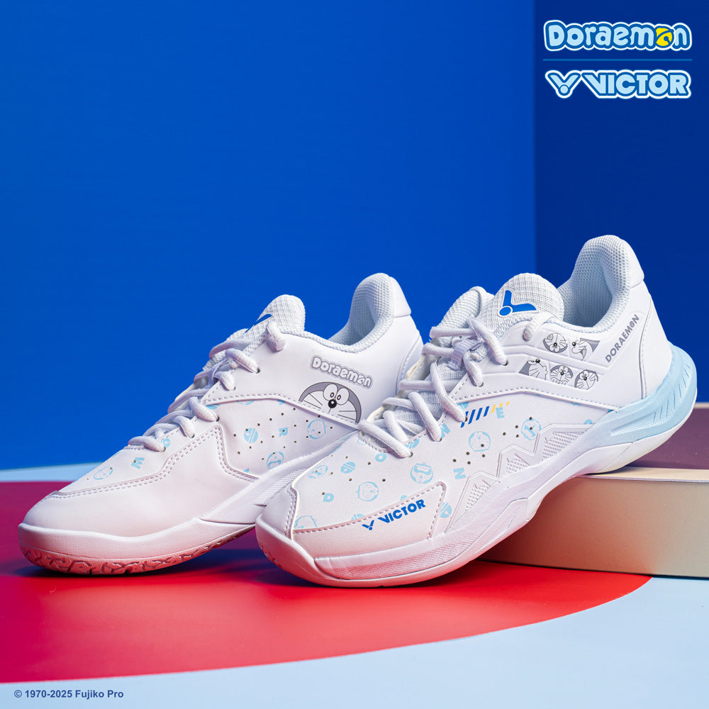 Victor X Doraemon P DRM A Indoor Court Shoes for Badminton & Volleyball - Lightweight Non-Slip Sneakers [Bright White] - Perfect for Gym, Sports & Casual Wear