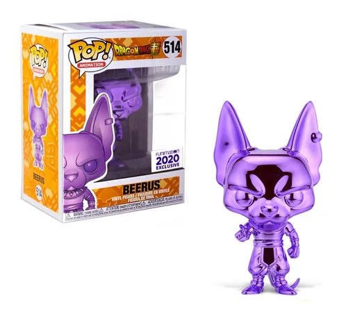 Dragon Ball Super Chrome Beerus Funimation Exclusive Pop Vinyl Figure - Collectible Anime Merchandise for Display & Gifts