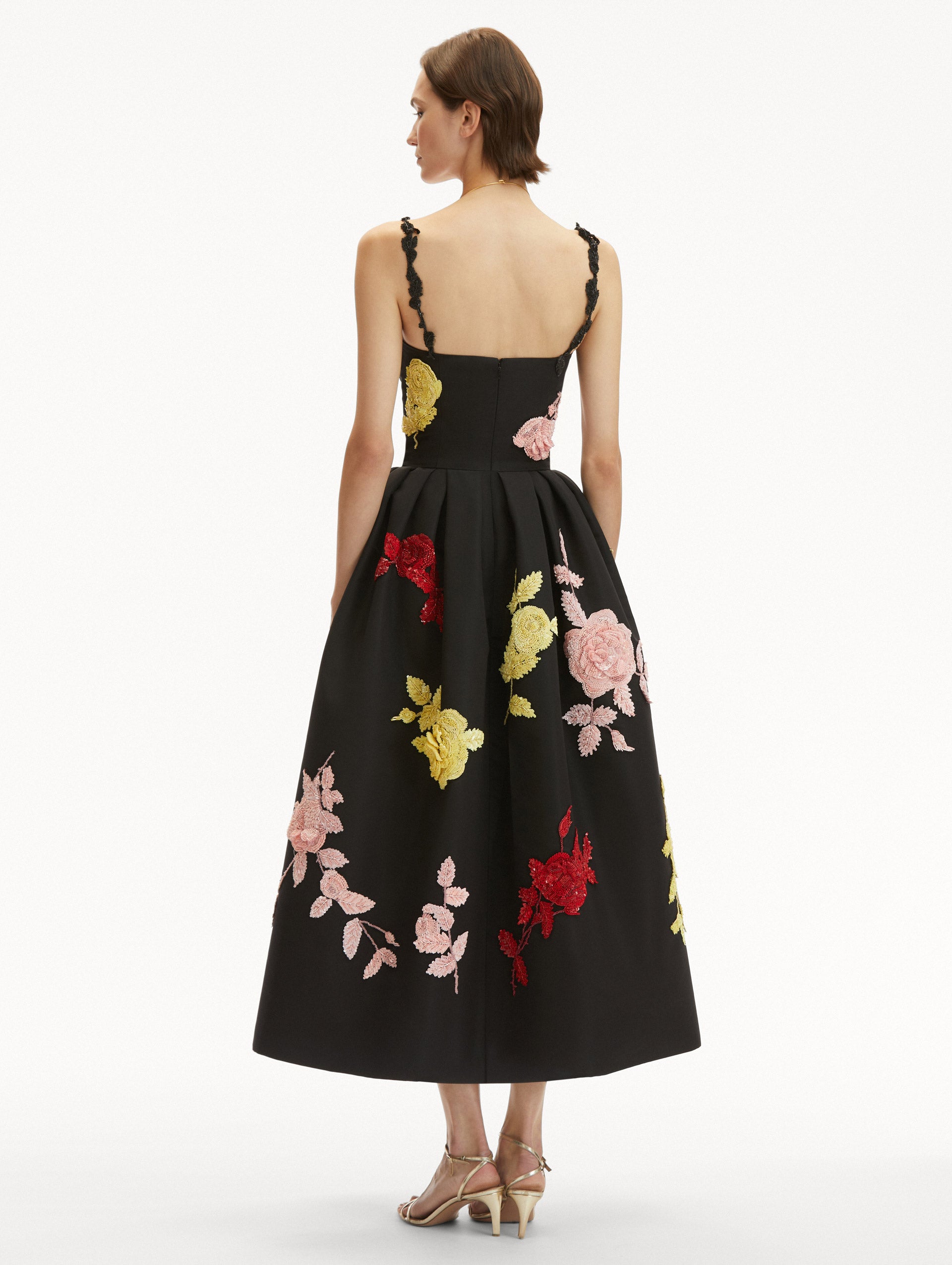 Elegant English Rose Embroidered Cocktail Dress for Women - Perfect for Weddings, Parties & Special Occasions