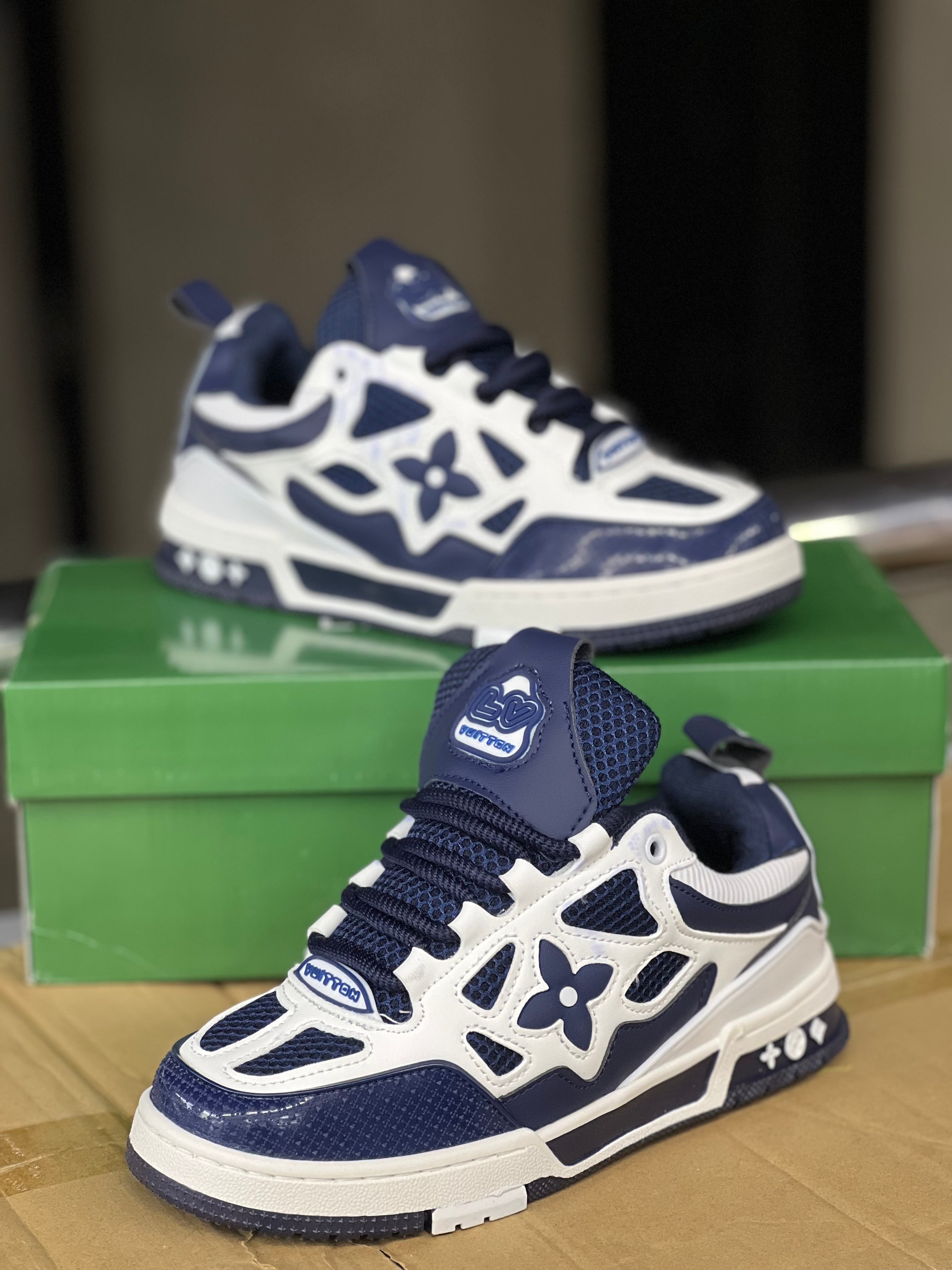 Authentic Louis Vuitton Skate Sneakers - Blue & White Colorway | Men's Luxury Streetwear Shoes for Casual Wear & Skateboarding
