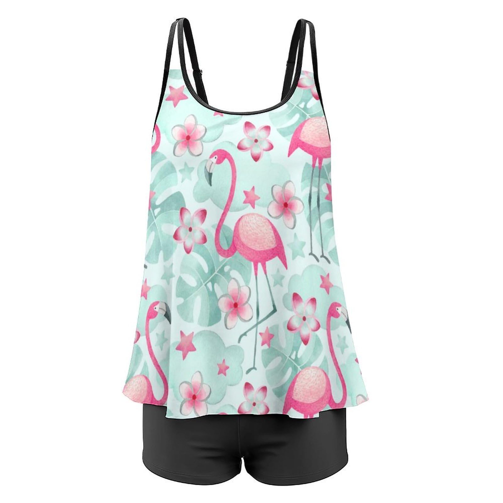 Women's Bikini Two Piece Swimwear - High Waisted Boyshorts & Tank Top Bathing Suit for Beach, Pool, Vacation & Summer Activities