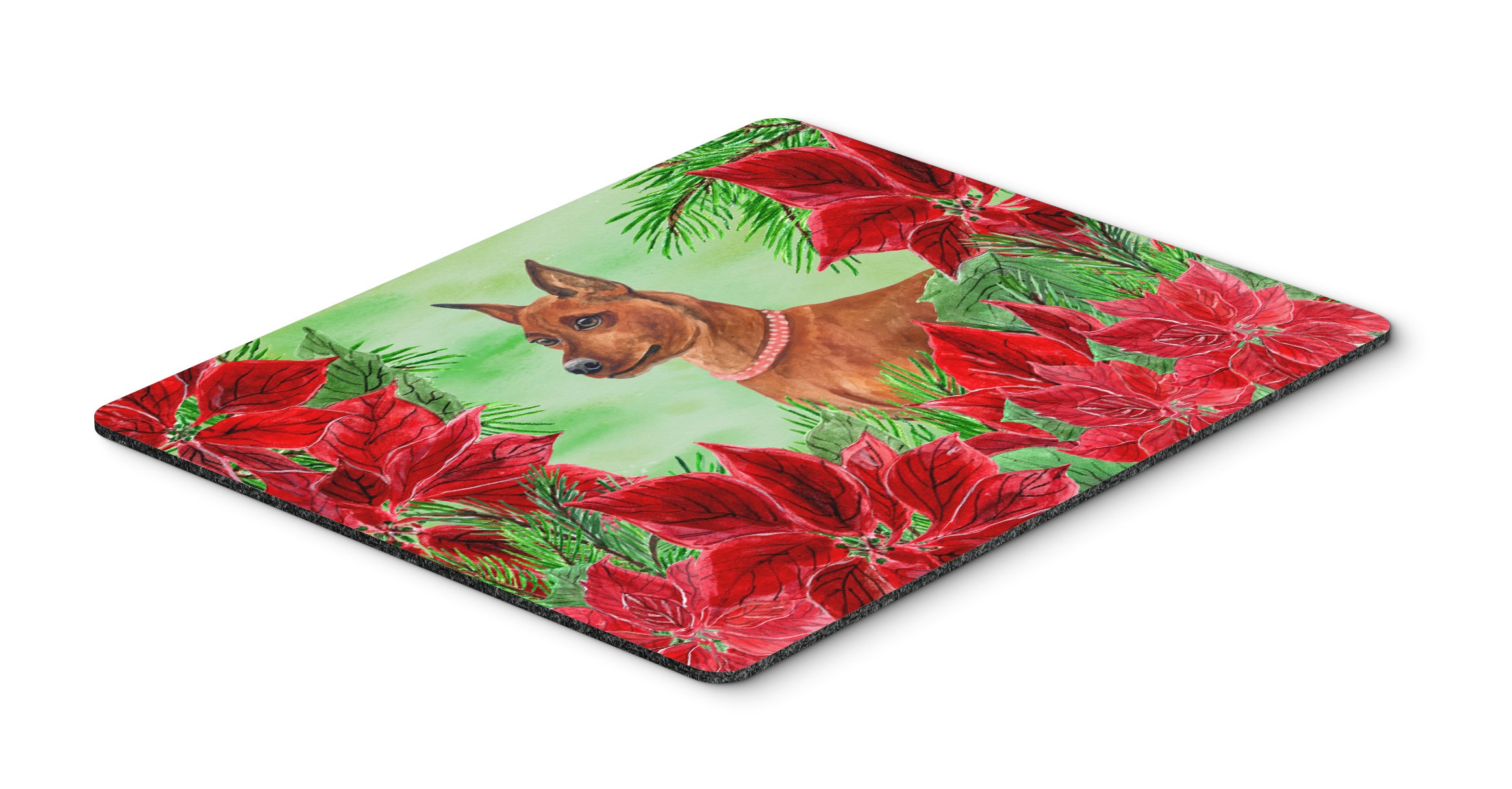 Miniature Pinscher Poinsettia Mouse Pad - Large Washable Desk Mat for Home Office, Gaming & Computers | Non-Slip Hot Pad & Trivet for Kitchen Use