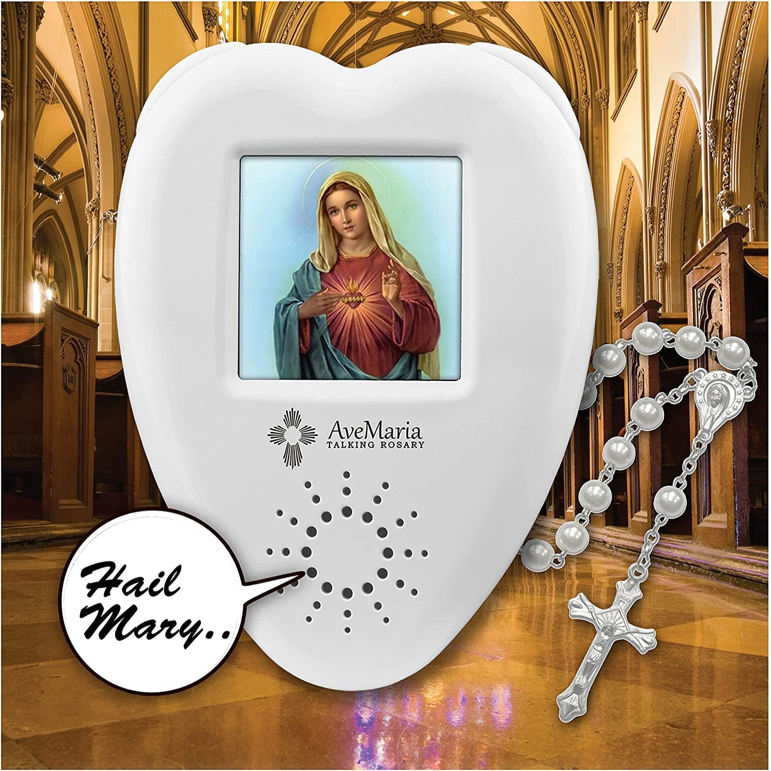 Electronic Talking Rosary with Human Voice & LCD Screen - Catholic Prayer Companion for Devotional Use at Home, Church, or Travel
