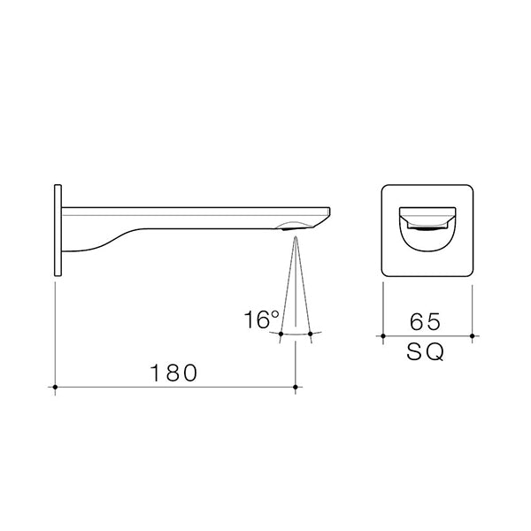 Caroma Urbane II Low Lead Square 180mm Basin/Bath Outlet in Brushed Nickel - Modern Bathroom Faucet for Sink and Bathtub Drainage