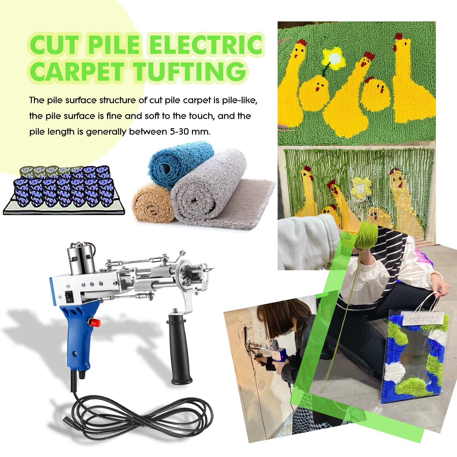 Lanties Rug Tufting Gun Kit with Carpet Trimmer - Complete DIY Carpet Tufting Starter Set with Power Adapter, Tools & Accessories - Perfect for Handmade Rugs, Home Decor & Craft Projects