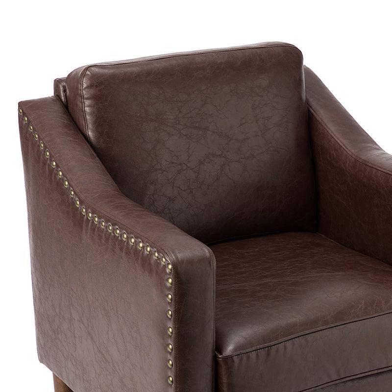Rafaella Vegan Leather Armchair with Solid Wood Legs - Modern Vegan Leather Lounge Chair with Sturdy Wooden Legs for Living Room, Office, or Reading Nook