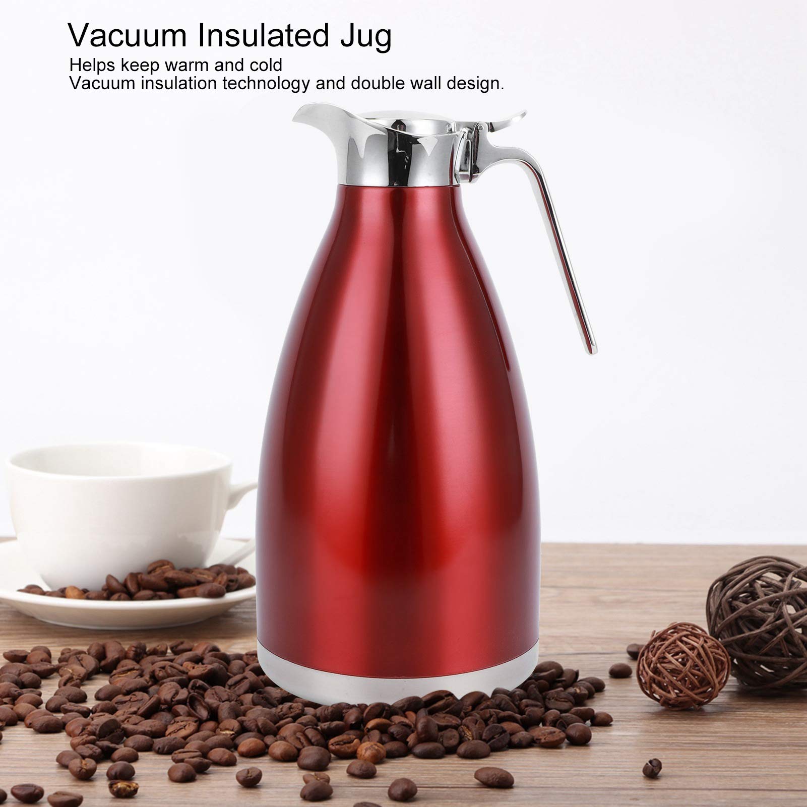 Zerodis 2L Stainless Steel Vacuum Insulated Water Bottle - Double Wall Thermal Flask for Coffee, Tea & Hot/Cold Drinks - Leak Proof Travel Thermos for Office, Camping & Outdoor Activities