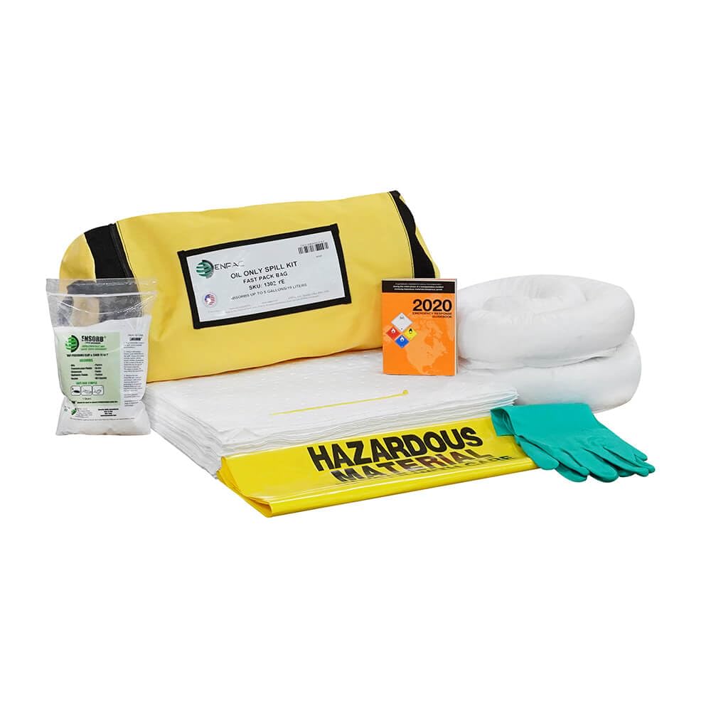Enpac Fast Pack Oil-Only Spill Kit - 5-Gallon Capacity, Lightweight & Durable Yellow Absorbent Bag - Ideal for Workshop, Garage & Industrial Spill Cleanup