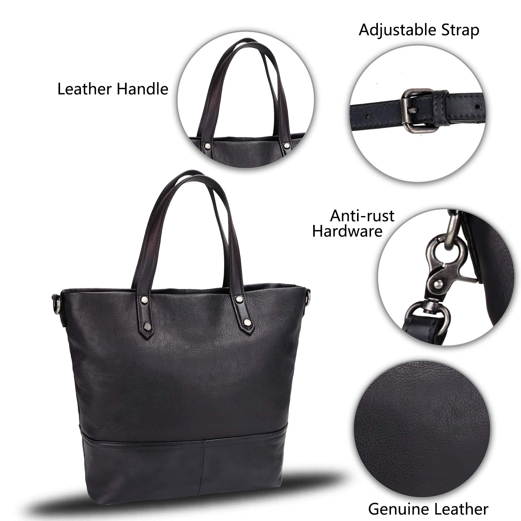 Genuine Leather Satchel Purses for Women - Top Handle Crossbody Shoulder Tote Handbag - Perfect for Work, Travel & Everyday Use