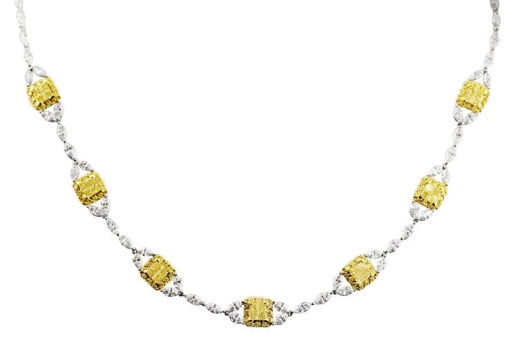 18K White & Yellow Gold Elegant Yellow Diamond Pendant Necklace for Women - Perfect for Weddings, Anniversaries & Special Occasions