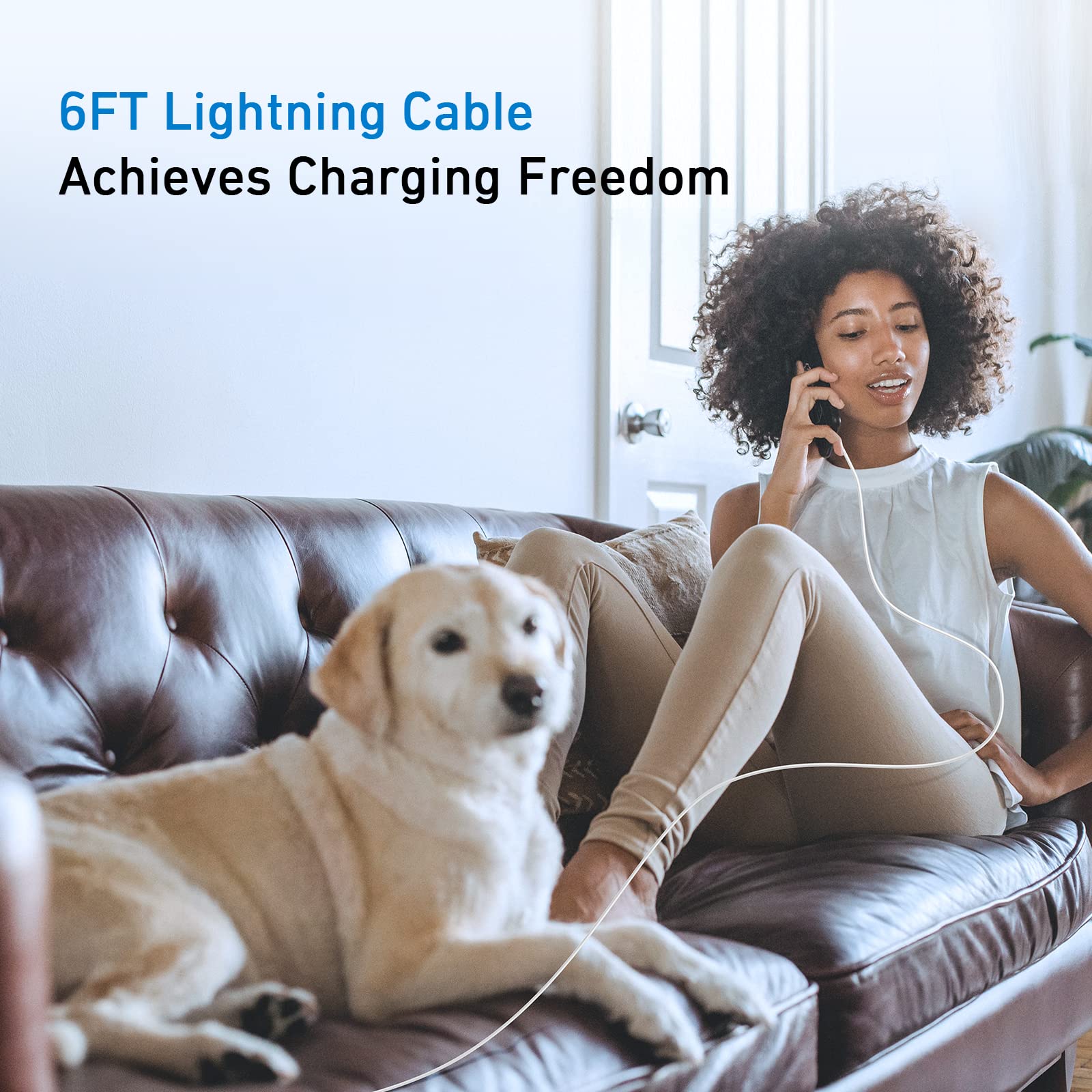 3-Pack 6ft Lightning Cable for iPhone - MFi Certified Fast Charging USB A to Lightning Cable - Compatible with iPhone 14 Pro Max/14 Pro/13/12, iPad & AirPods - Perfect for Home, Office & Travel Charging