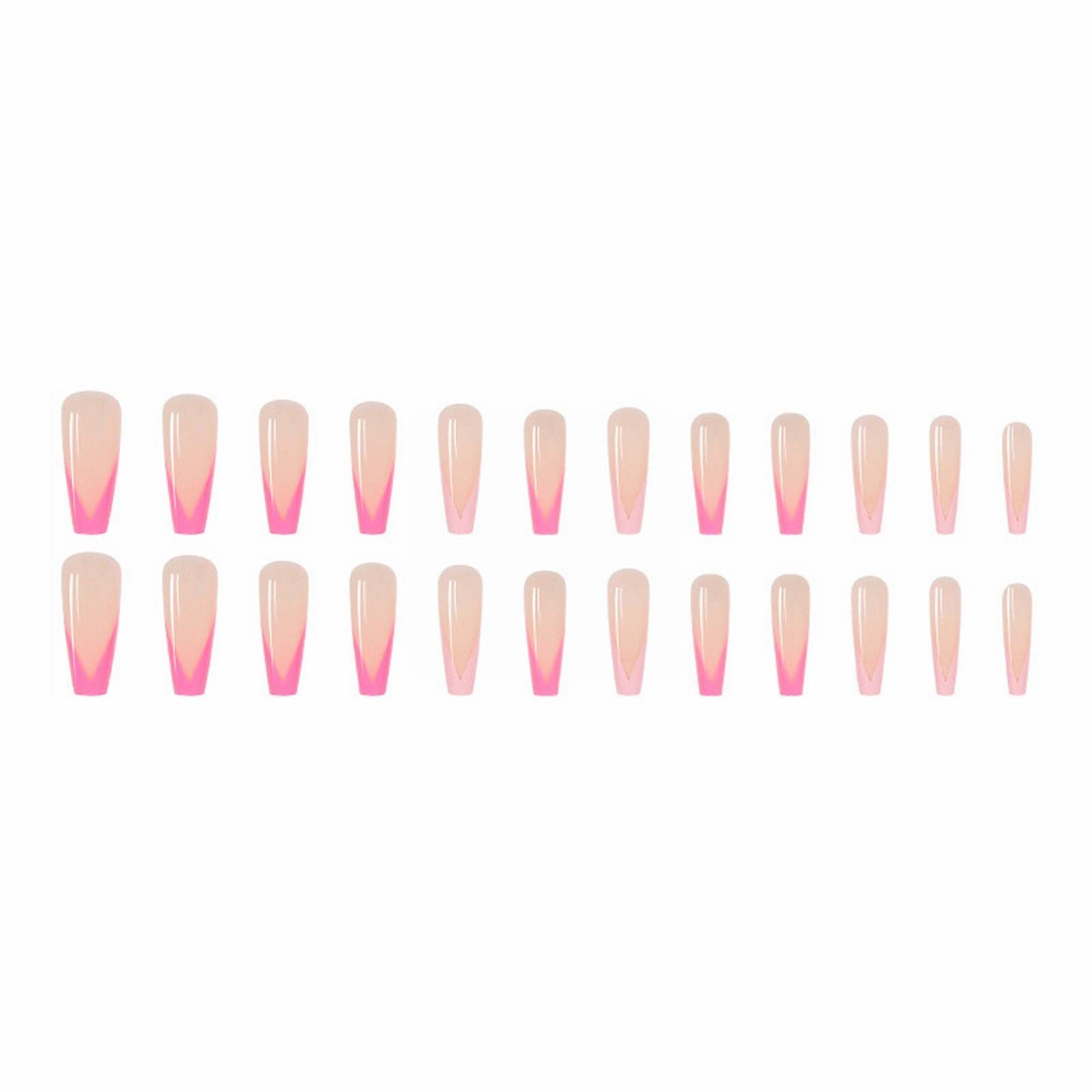 Shiusina French Manicure False Nails - Long Ballet Pink Press-on Nails with 2ml Nail Glue & Brush | European & American Style Fake Nails for Salon-Quality At-Home Manicures | Perfect for Parties, Weddings, and Special Occasions