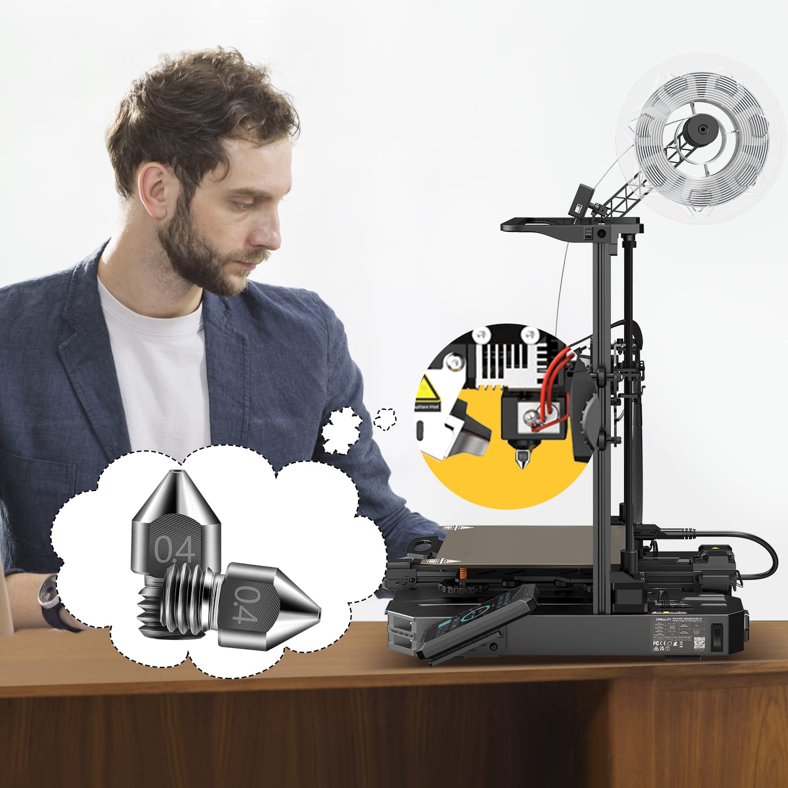 Creality Ender 3 3D Printer Kit with 5 Hardened Steel Nozzles - High Precision DIY Printing for Home, School & Hobby Projects | Perfect for Prototyping, Cosplay & Educational Models