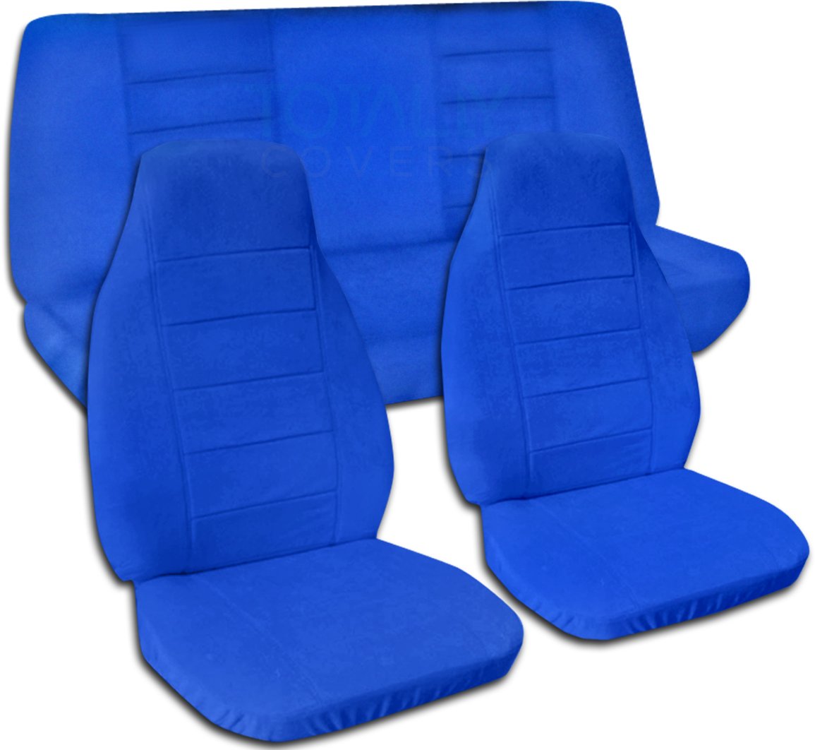 Premium Solid Blue Car Seat Covers - Semi-Custom Fit for Cars, Trucks, Vans, RVs & SUVs - Full Set Protection (22 Color Options) | Perfect for Road Trips, Daily Commutes & Vehicle Interior Protection