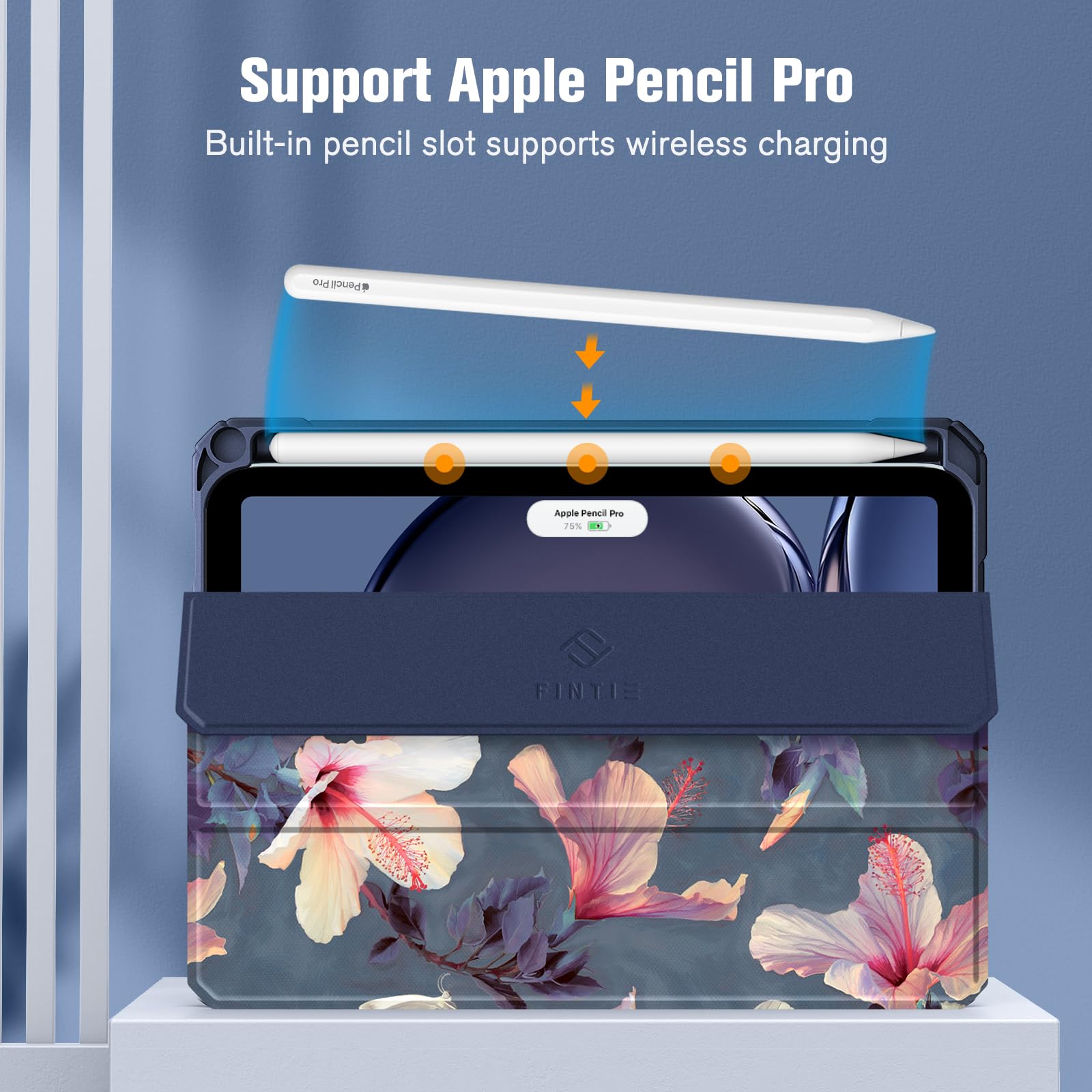 Fintie Hybrid Slim Shockproof Case for iPad Mini 7 (2024, A17 Pro) & iPad Mini 6 (6th Gen) 8.3 Inch - Clear Transparent Back with Built-in Apple Pencil Holder, Hibiscus Design - Perfect for Work, Travel & School Protection