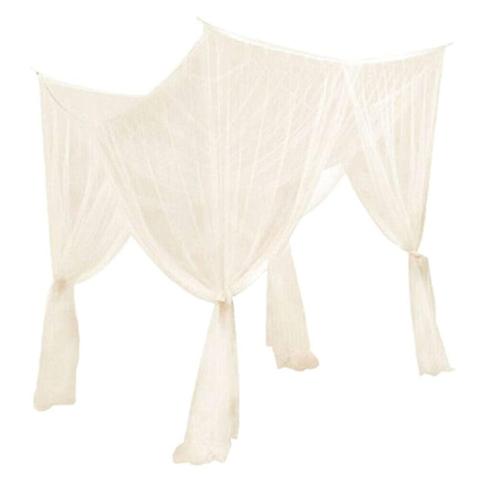 Elegant Mosquito Net Bed Canopy for Double Bed - 4 Corner Posts with Hook & Rope Set | Screen Netting Canopy Curtains for Bedroom, Nursery, or Outdoor Camping Protection