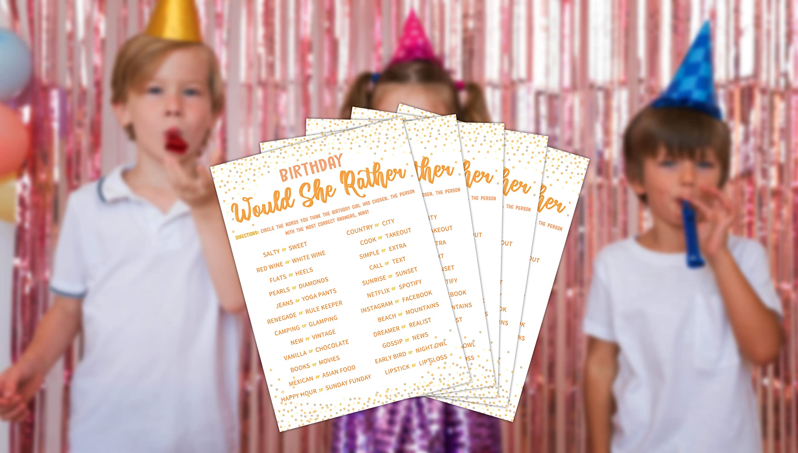 Would She Rather Birthday Game Cards - Fun Party Game for Teens & Kids - 30 Card Set - Perfect for Birthday Parties & Family Gatherings
