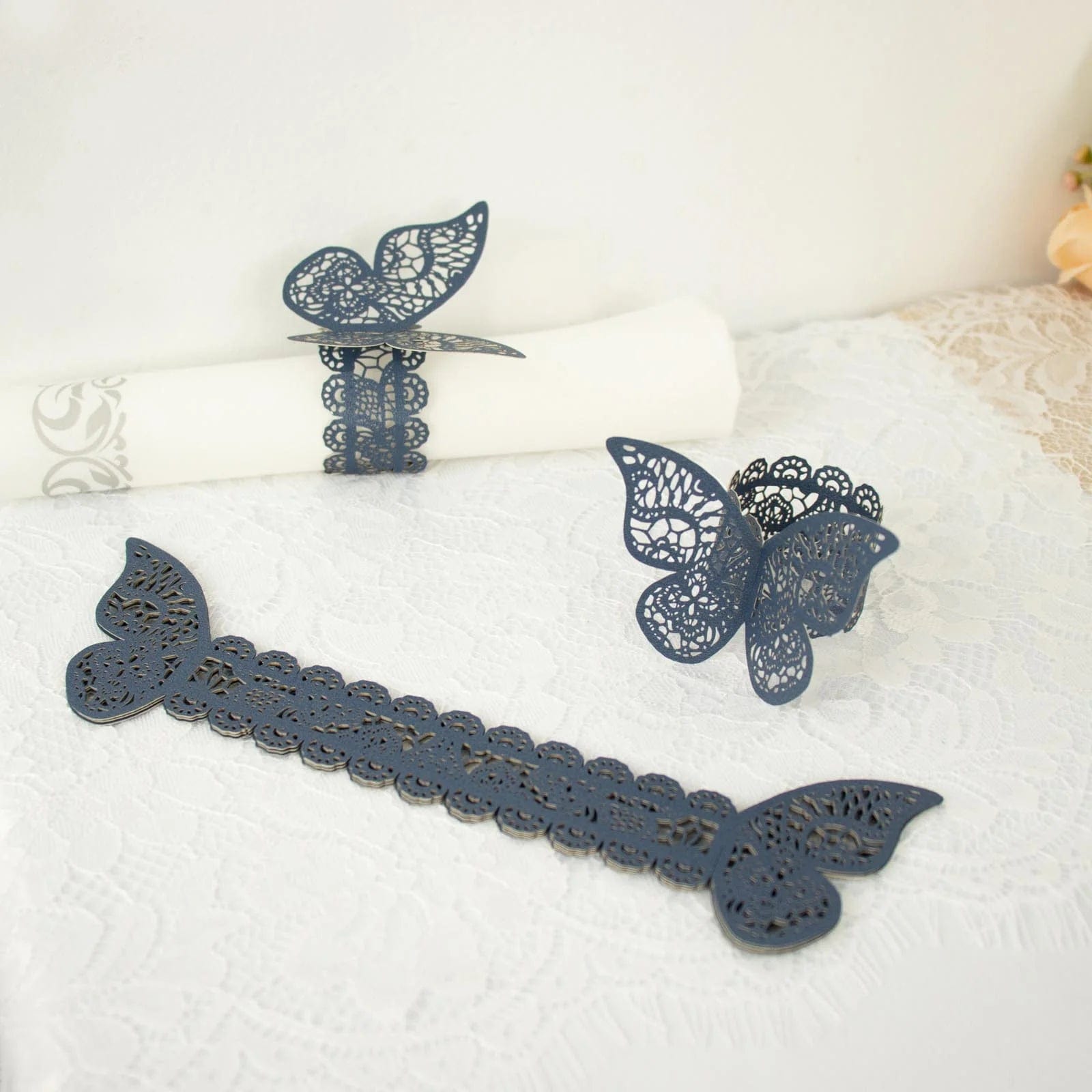 12 Pack Laser Cut 3D Butterfly Napkin Rings for Wedding, Party & Table Decor - Elegant DIY Paper Craft for Dinnerware & Home Decoration