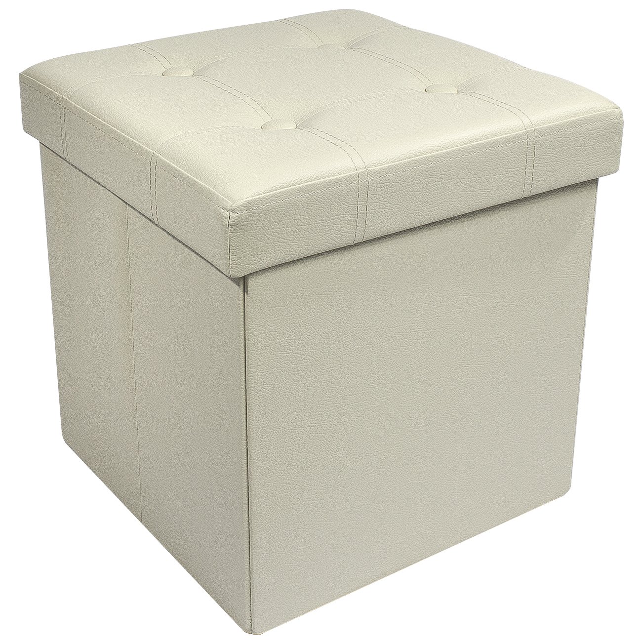 Sorbus Faux Leather Storage Ottoman Bench - Foldable Cube Ottoman for Hassock, Footrest, Seat, Coffee Table & Storage | Modern Home Decor for Living Room, Bedroom & Entryway (Beige)
