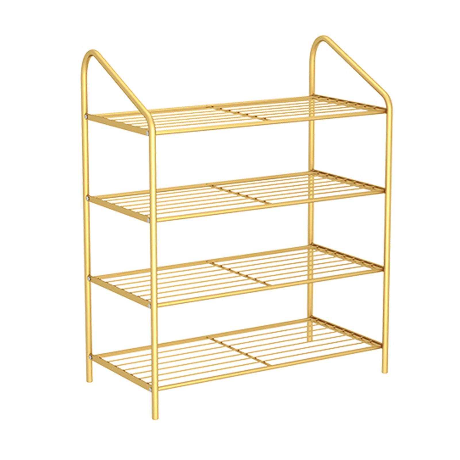 4-Tier Metal Shoe Rack Organizer - Premium Space-Saving Shoe Storage Shelf for Entryway, Closet & Bedroom - Easy to Assemble Multi-Functional Shoe Tower (Gold) - Perfect for Small Spaces & Apartment Living