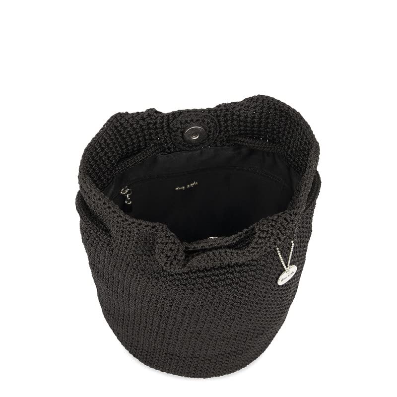 The Sak Small Dylan Crochet Backpack for Women - Adjustable Straps, Lightweight & Stylish Black Crossbody Bag - Perfect for Travel, Work & Everyday Use