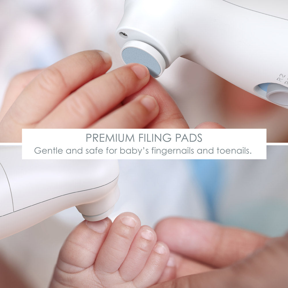 PureBaby® Electric Nail Trimmer Kit - 4 Replacement Filing Pads for Baby & Kids - Safe & Gentle Nail Care for Newborns, Toddlers & Children - Perfect for Home Use & Travel