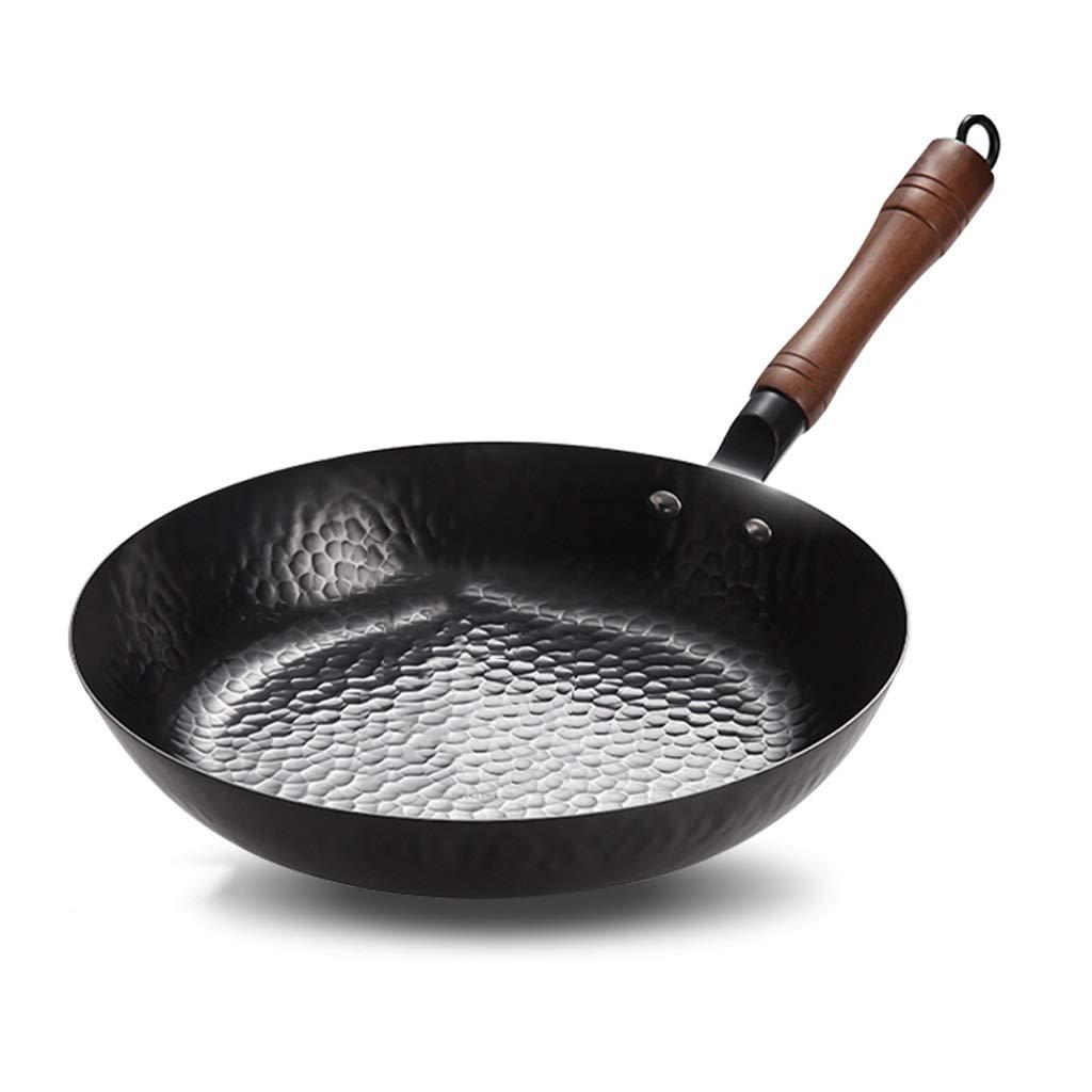 YFQHDD Chinese Cast Iron Wok - 12 Inch Uncoated Non-Stick Frying Pan for Stir Fry, Deep Frying & Sauteing | Professional Chef Cookware | Restaurant-Grade Carbon Steel Cooking Pot for Gas Stove, Induction & Oven Use | Perfect for Asian Cuisine, Home Kitchen & Commercial Cooking