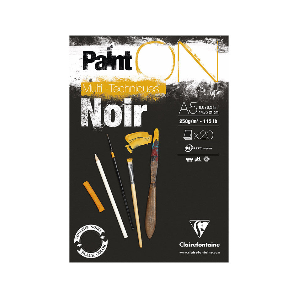 Clairefontaine Black Watercolor Paper Pad A5 Size - Premium Paint on Black Paper for Artists, Sketching & Calligraphy - Ideal for Watercolor, Gouache & Ink Art Projects