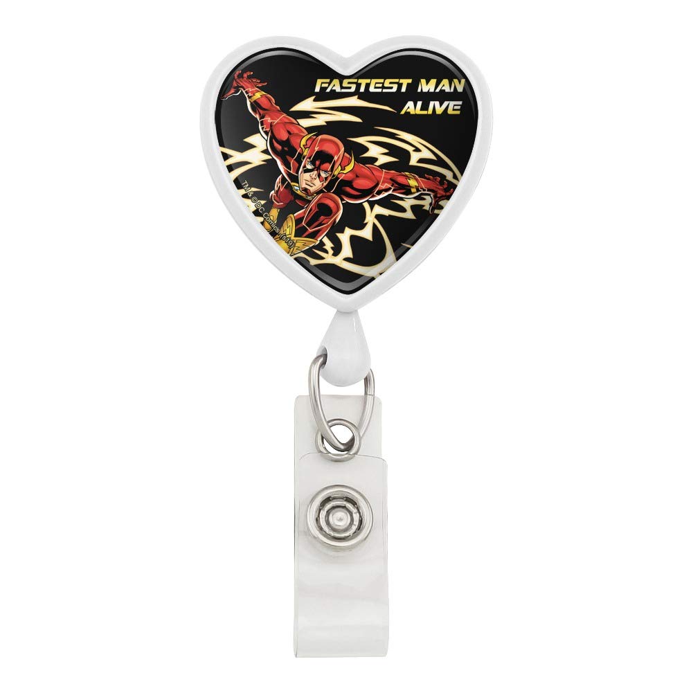 The Flash Fastest Man Alive Heart Lanyard - Retractable Reel Badge ID Card Holder for Work, School & Comic Conventions | DC Comics Superhero Accessories