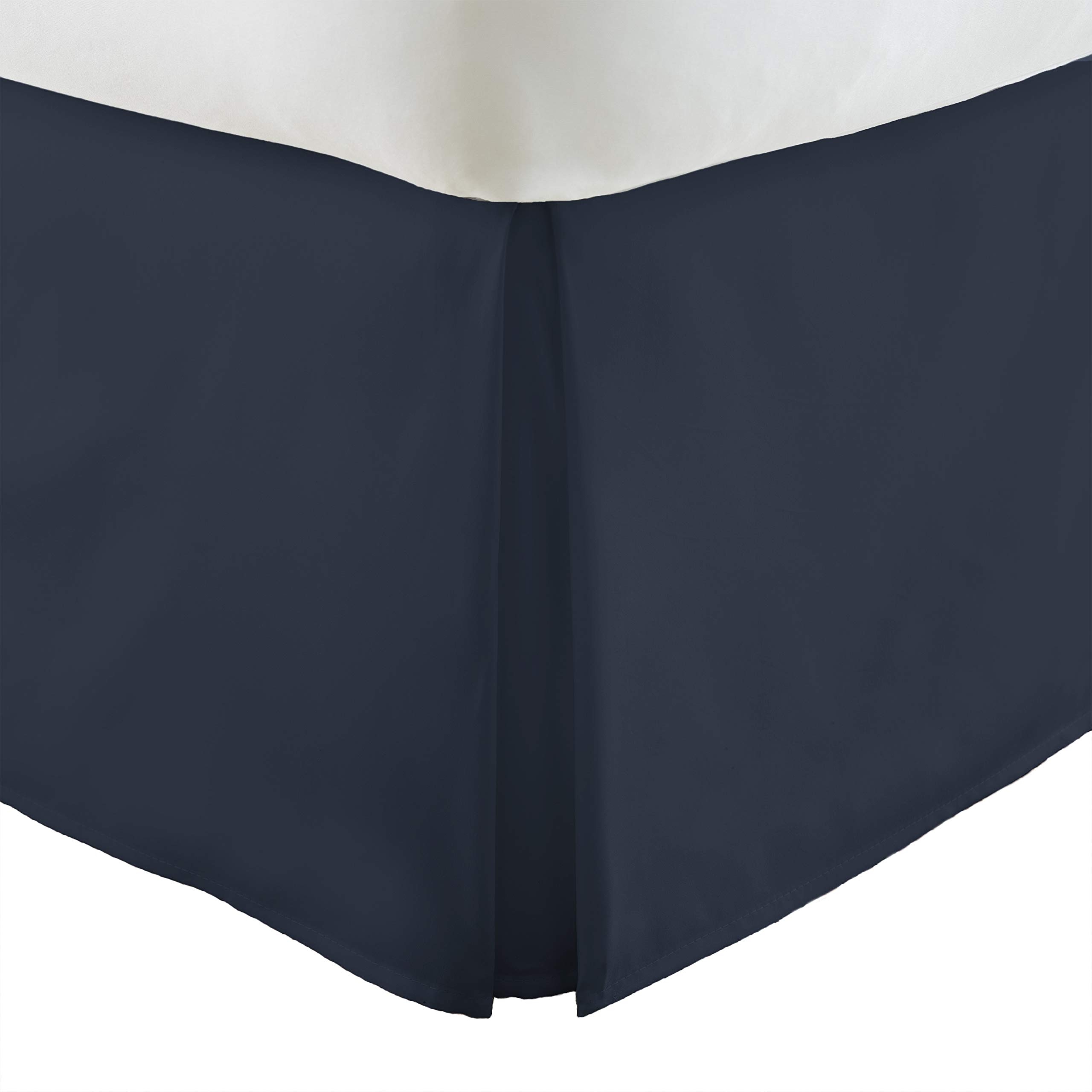 ienjoy Home Collection Pleated Bed Skirt - Twin Size Navy Blue - Perfect for Bedroom Decor & Guest Room Styling