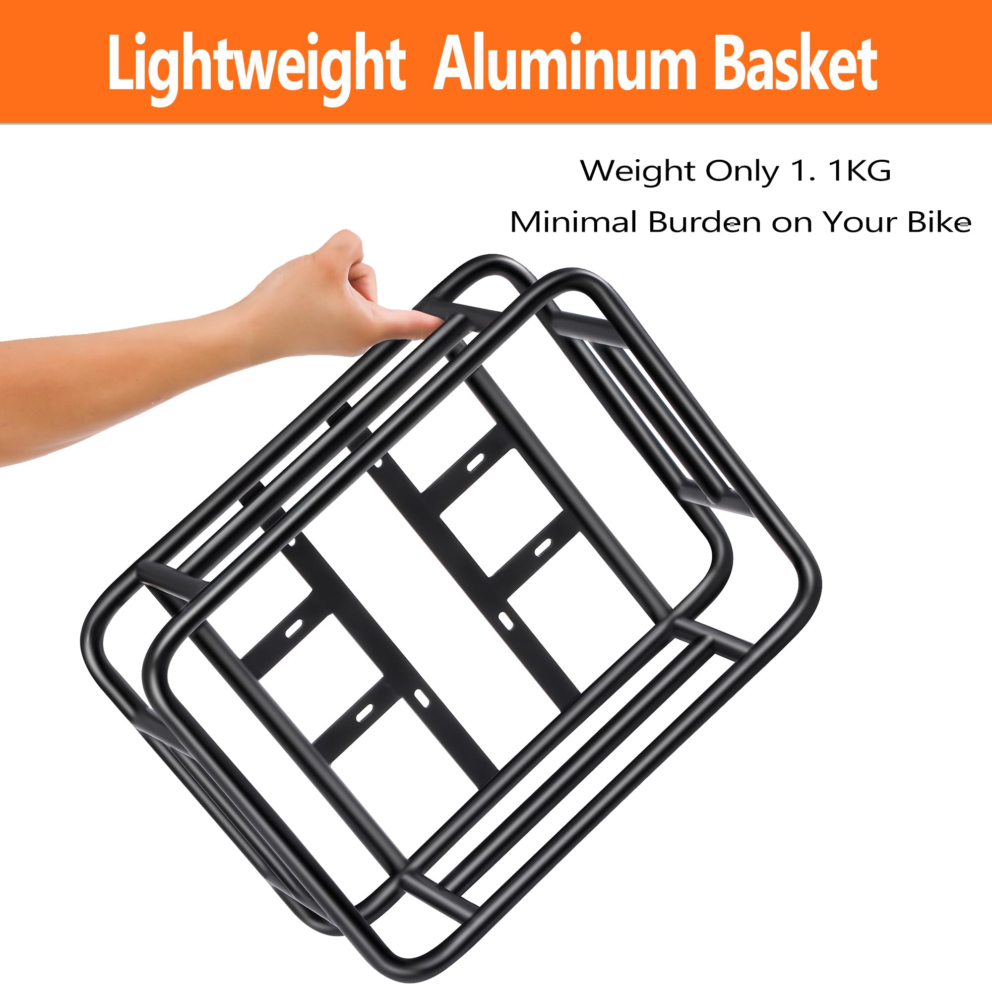 Large Waterproof Rear Bike Basket with Liner, Cargo Net & Bungee Cord - Perfect for Electric Bicycles, Commuting, Grocery Shopping & Outdoor Adventures
