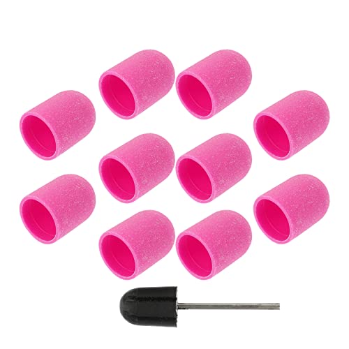 FRCOLOR 10-Piece Ceramic Nail File & Drill Bit Set - 180 Grit Sanding Bands & Blocks for Electric Nail Drills - Professional Manicure & Pedicure Tools for Salon & Home Nail Care