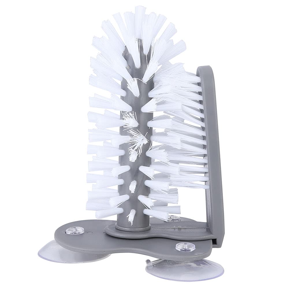 Stainless Steel Bottle Brush Cleaner with Wall Suction Cup - Heavy Duty Glass Water Bottle, Mug & Tumbler Cleaning Tool for Home, Bar, Restaurant - Perfect for Pipes, Sinks and Hard-to-Reach Areas