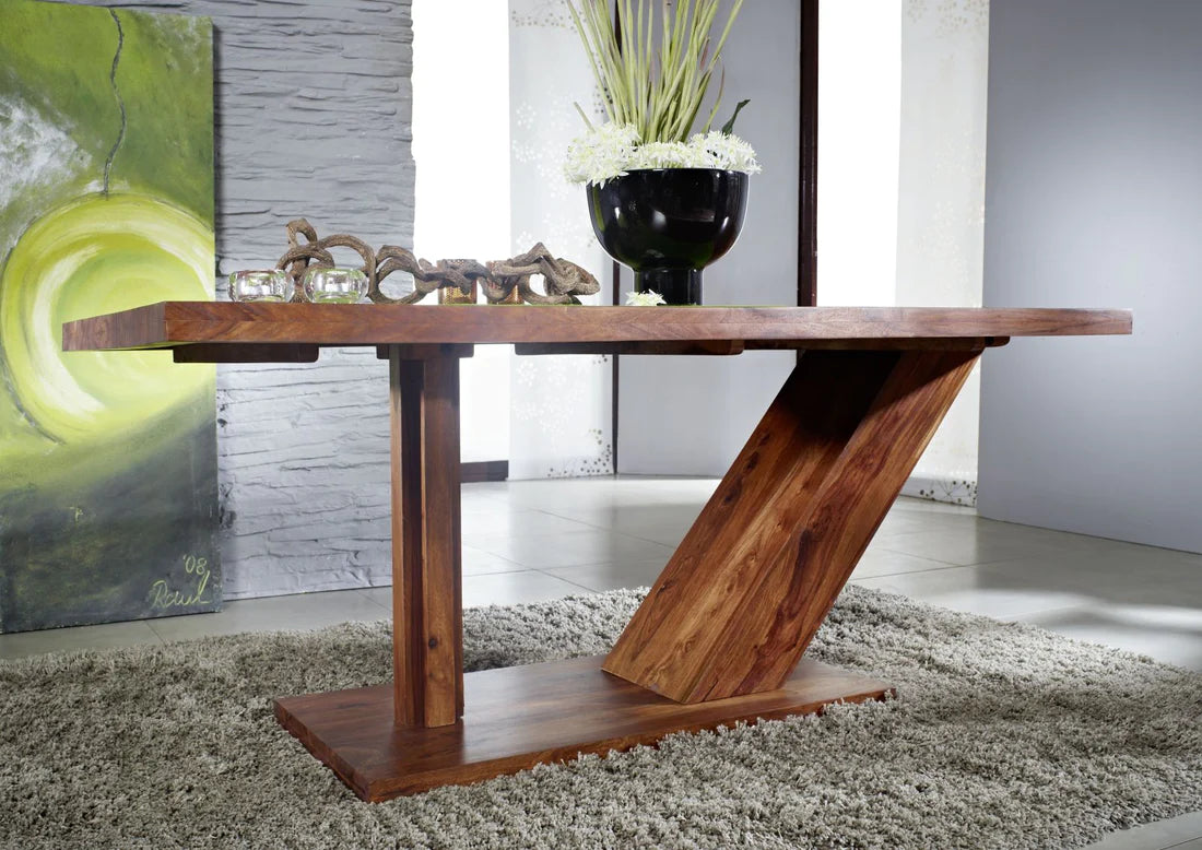 Gfine Solid Sheesham Wood 6-Seater Dining Table 157x88x76cm - Perfect for Family Gatherings & Dinner Parties