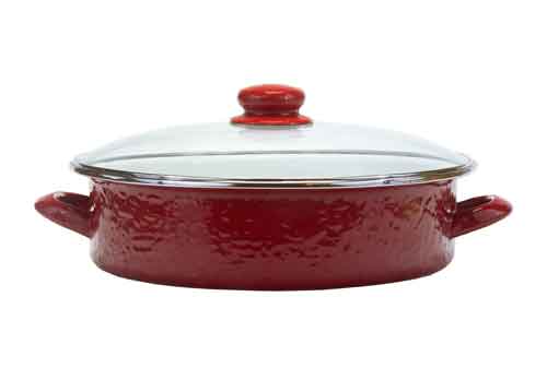 5 Quart Saute Pan with Solid Red Enamel Coating - Nonstick Frying Pan for Cooking, Stir Frying & Searing - Perfect for Stovetop, Oven & Induction Cooktops