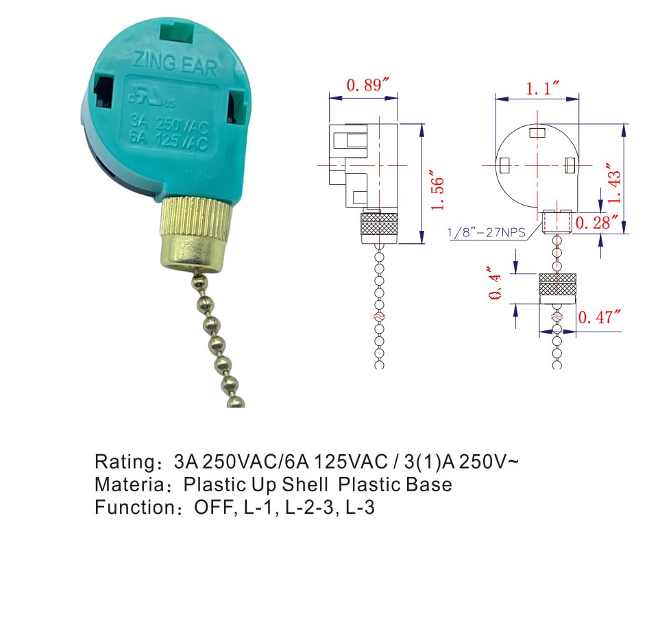 High-Quality CBB61 Ceiling Fan Capacitor 4.5uf + 6uf + 5uf 5-Wire 250V & 3-Speed 4-Wire Pull Chain Switch with Light Control - Perfect for Home, Office, and Bedroom Ceiling Fan Repairs and Upgrades