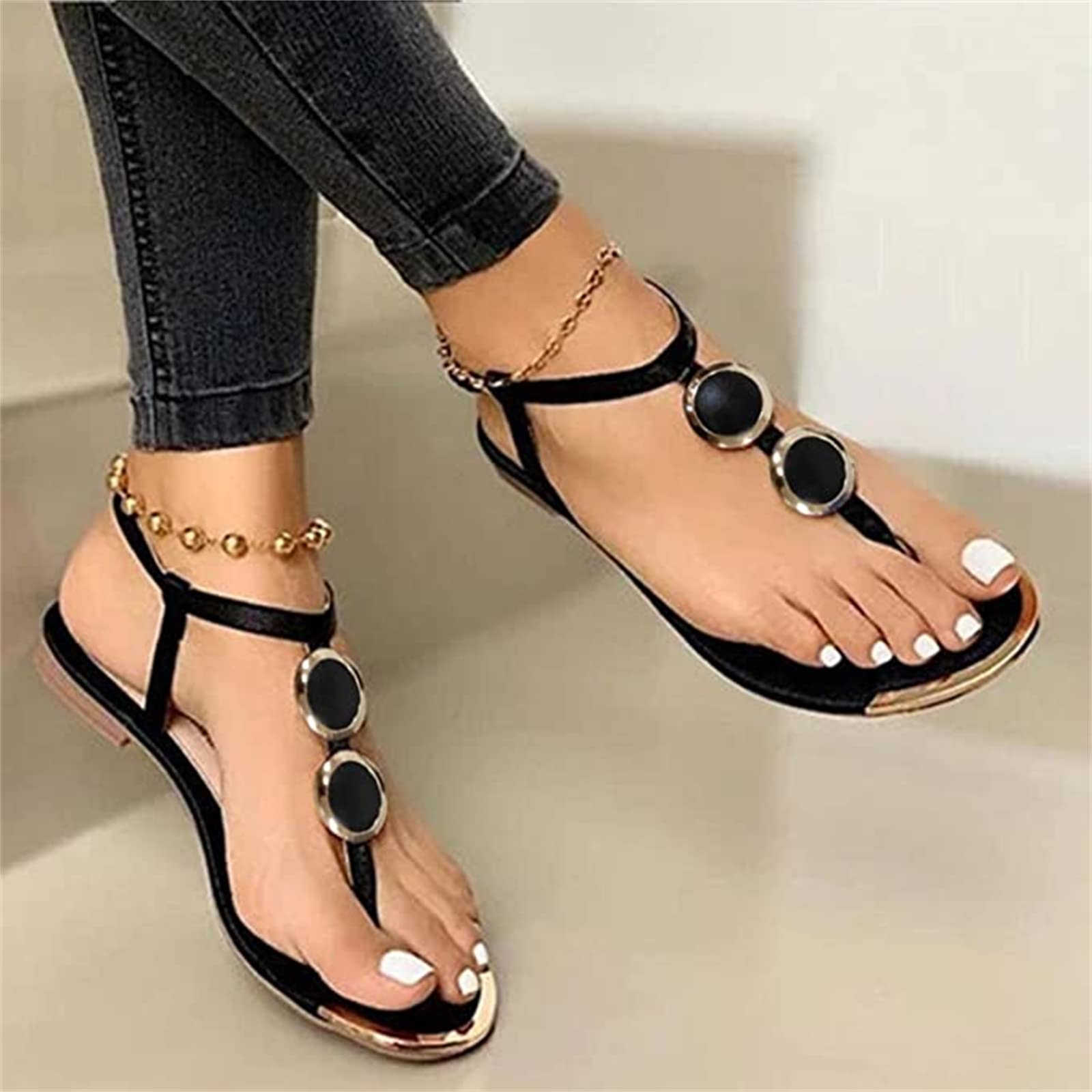Women's Strappy Flat Sandals - Cute Casual Summer Beach Shoes, Gladiator Clip Toe Flip Flops for Dressy Outings | Perfect for Vacation, Poolside & Date Nights